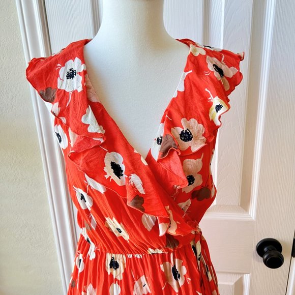 Zara Orange Floral Wrap Mini Dress - Picture 4 of 11